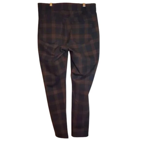 NINE WEST SZ L Heidi Pull-on Skinny Leggings Ponte Pant Copper/Black Plaid - Picture 7 of 10
